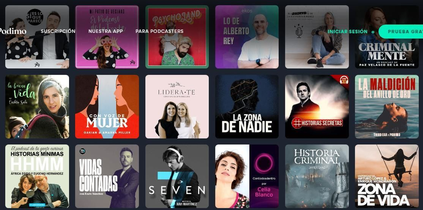 Algunos de los podcasts disponibles en Podimo.