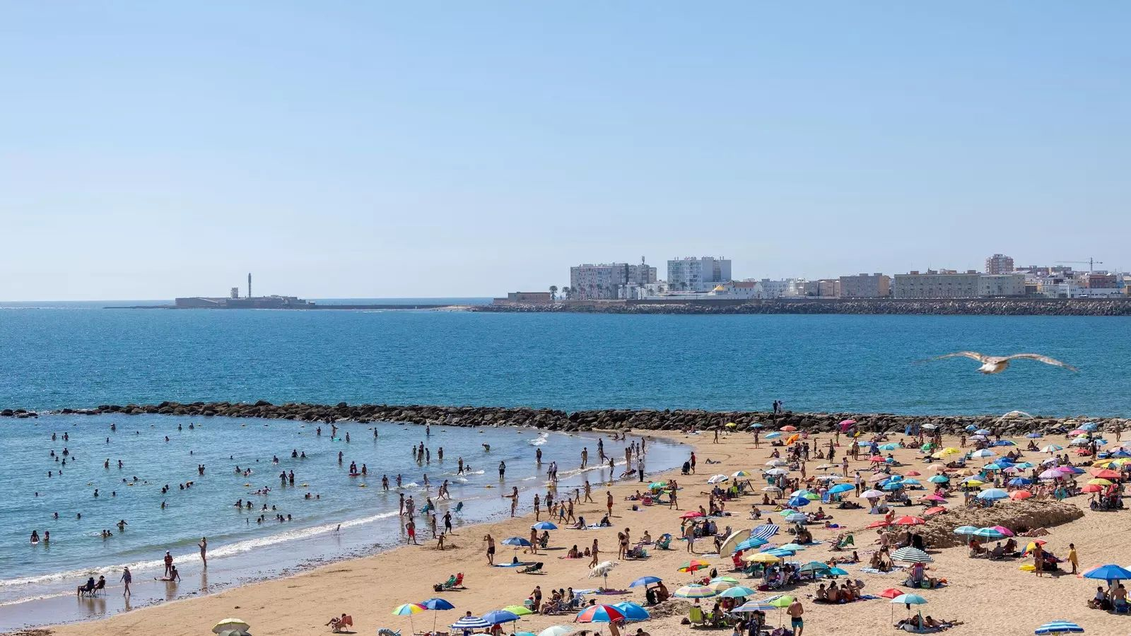 Una vista de la playa de Santa María del Mar de Cádiz.