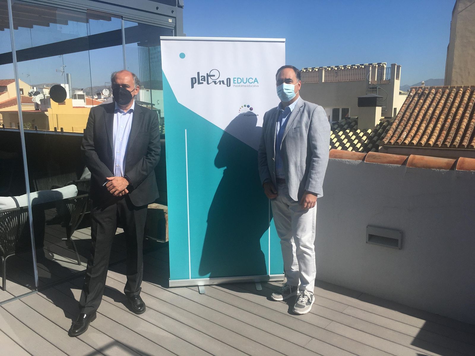 Rafael Sánchez y Octavio Dapena, este miércoles, en la presentación de Platino Educa en Málaga.