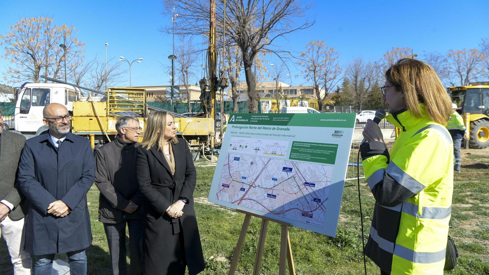 Campaña geotécnica del proyecto de construcción de la Prolongación Norte del Metro de Granada en Albolote en febrero de 2023