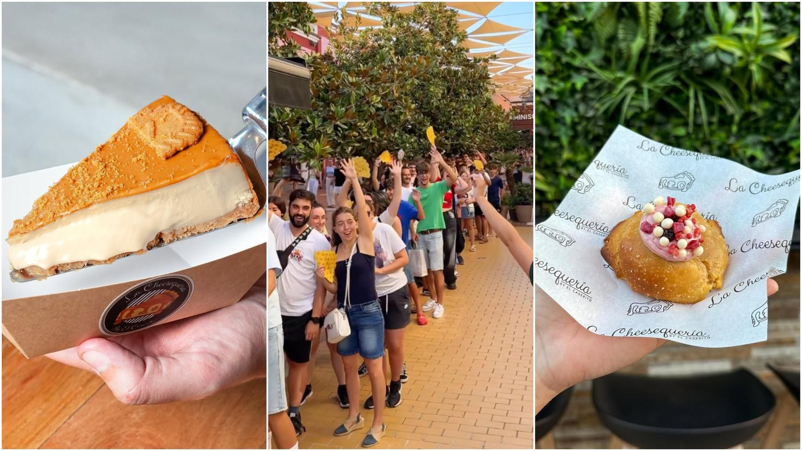 Tartas y galletas de La Cheesequería y las colas de su última apertura en Plaza Mayor.