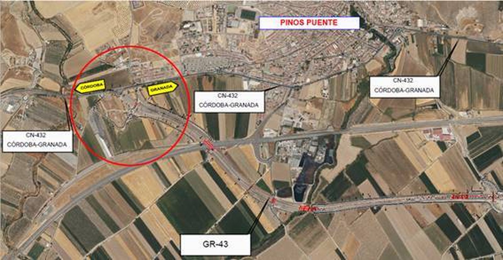 Lugar afectado por las obras de enlace en Pinos Puentes