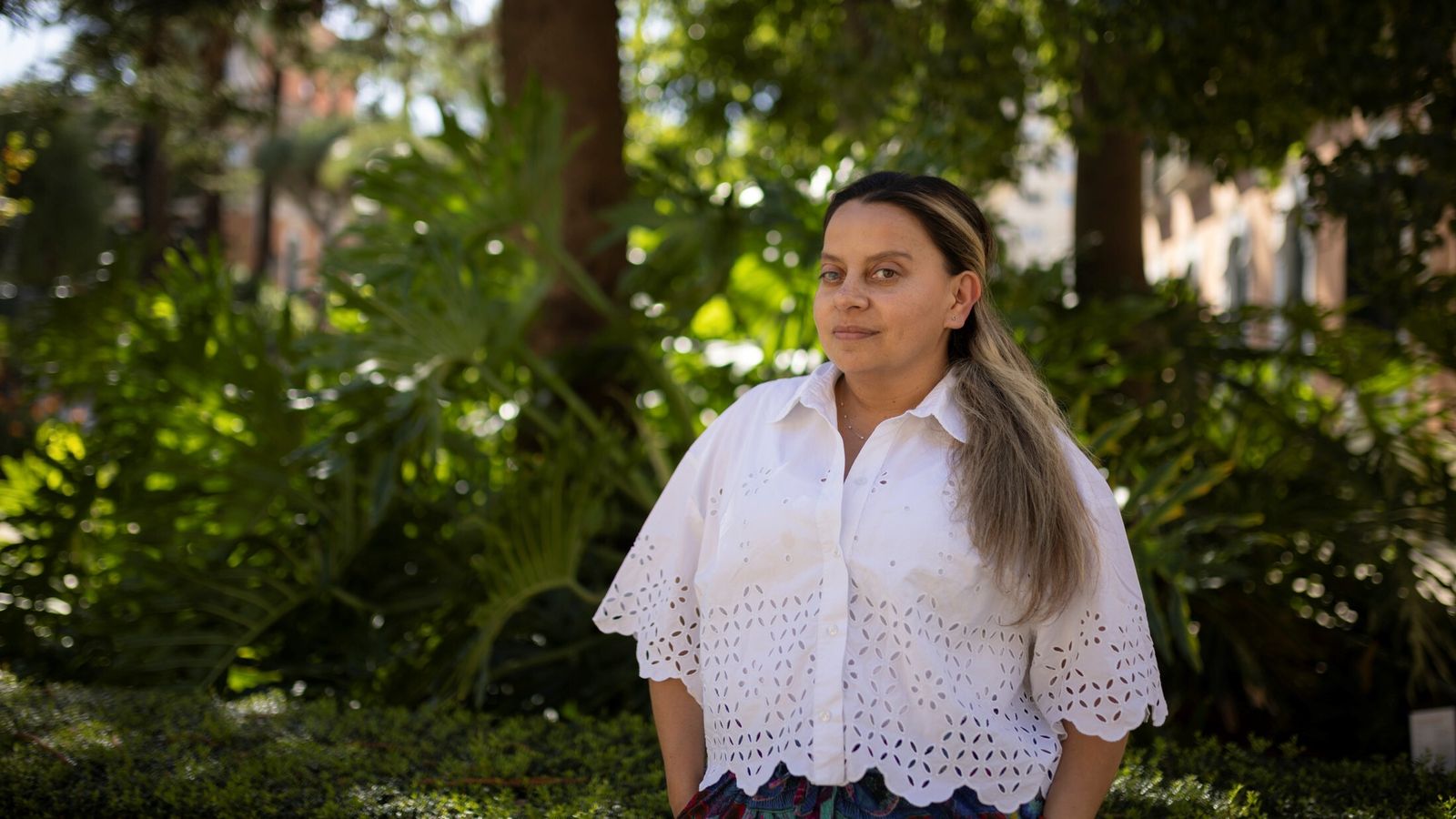Pía Salazar en los jardines de la Casa Colón durante la tercera edición de Binómico
