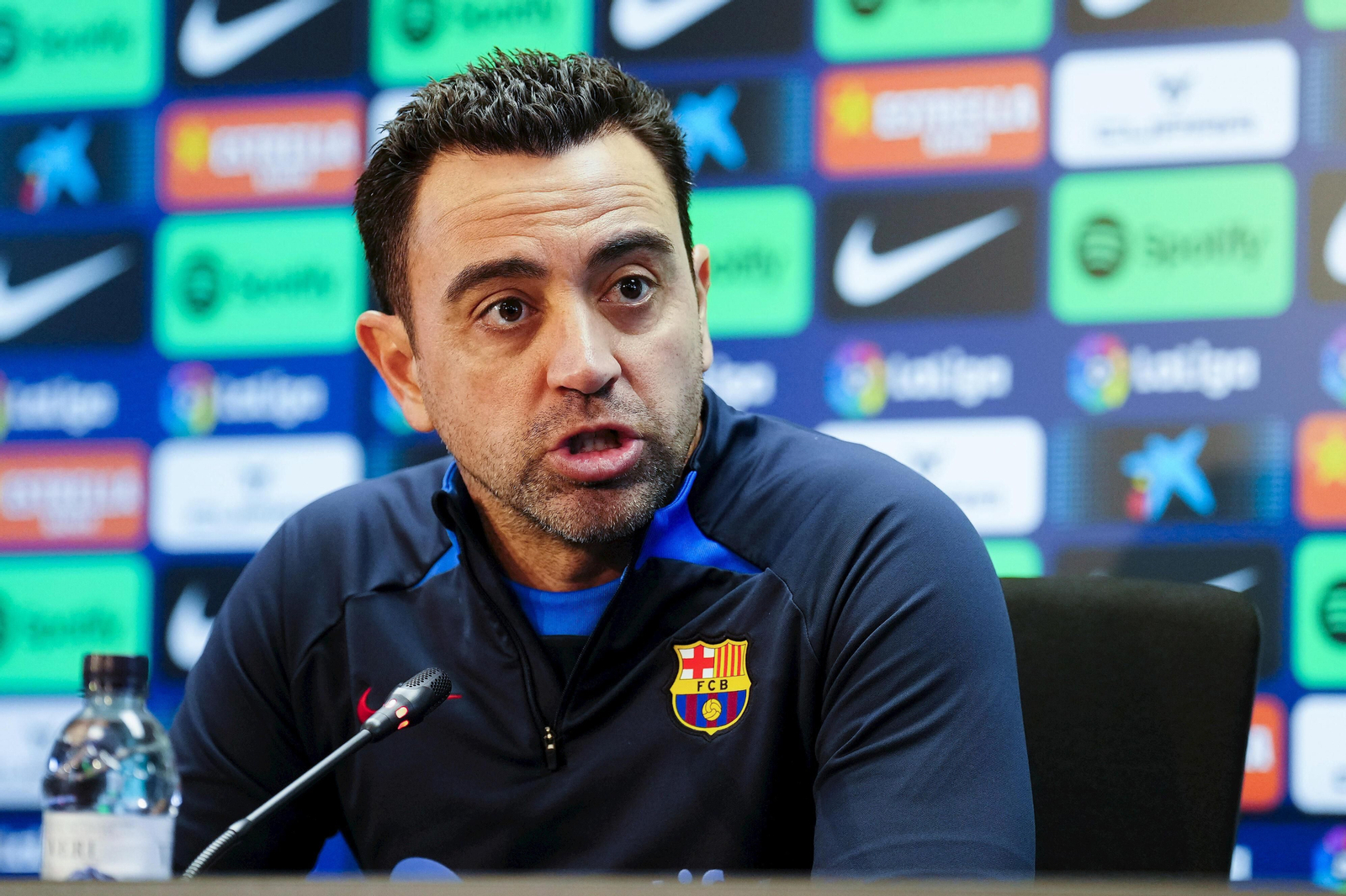 Xavi Hernández en la rueda de prensa previa al partido.