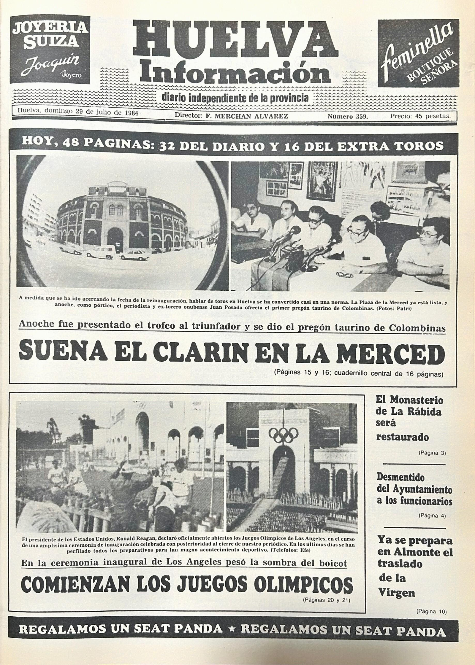 Portada del 29 de julio de 1984.