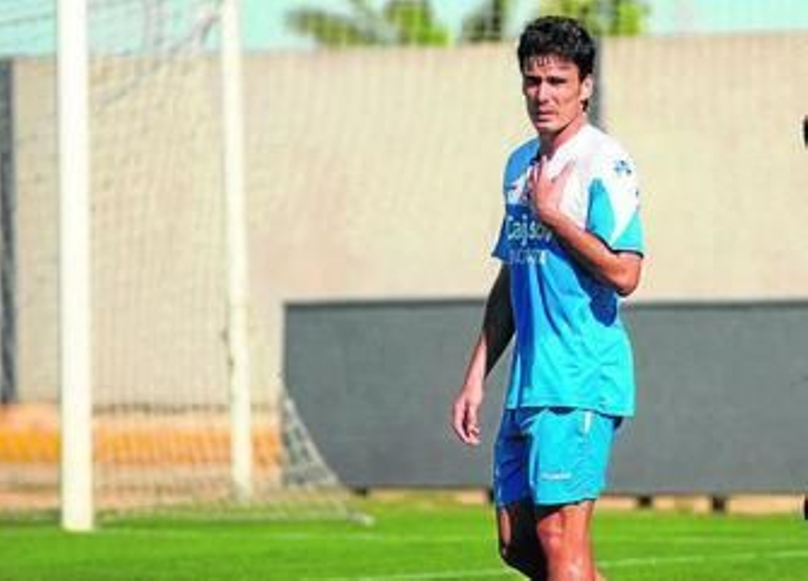 Zamora, durante su primer entrenamiento con el Recreativo.