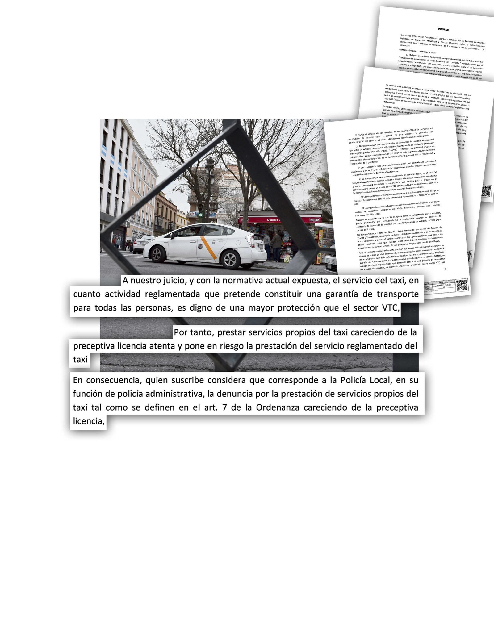 El informe del secretario municipal sobre el taxi y los vtc