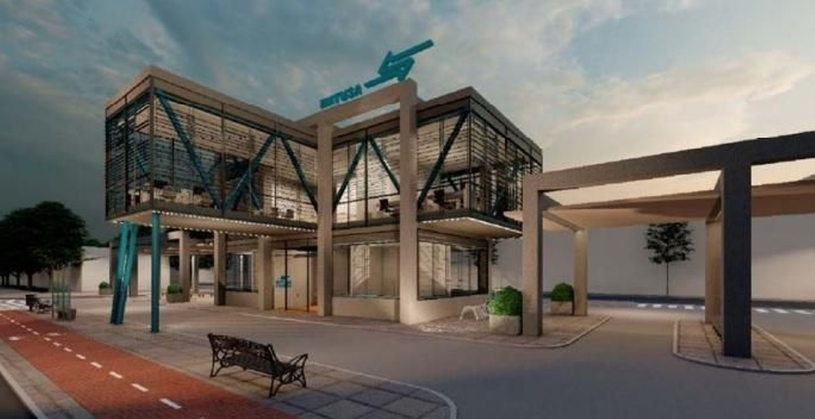 Recreación del edificio que acogerá la nueva sede de Emtusa en Zafra, según el estudio de detalle inicial. El proyecto definitivo está redactándose ahora.