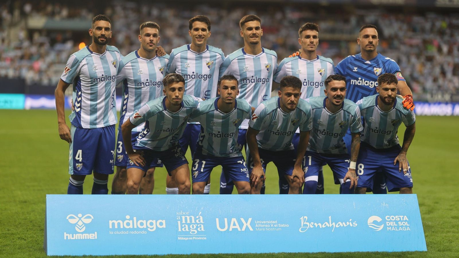 El once inicial del Málaga CF en su último partido en La Rosaleda.