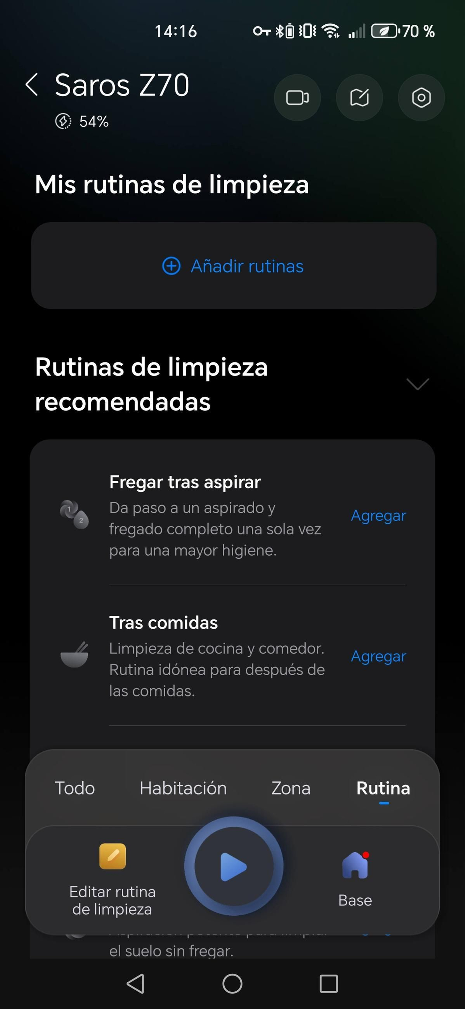 Aplicación Roborock - Robot aspirador Saros Z70