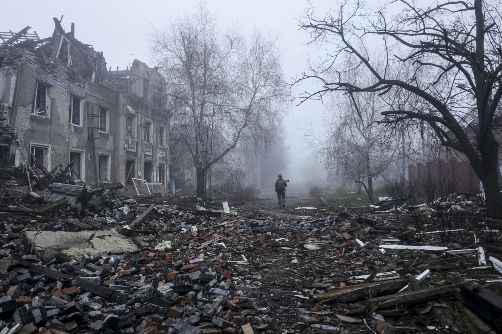Destrucción en la región de Donetsk.