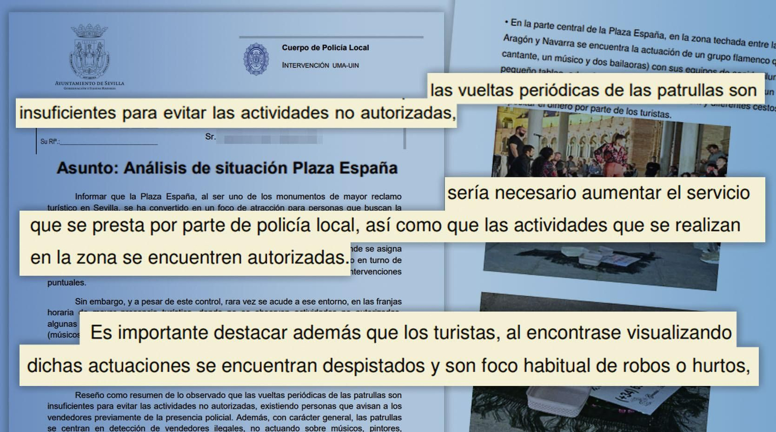 La vigilancia de la Plaza de España es "insuficiente y sin unidad de criterios"
