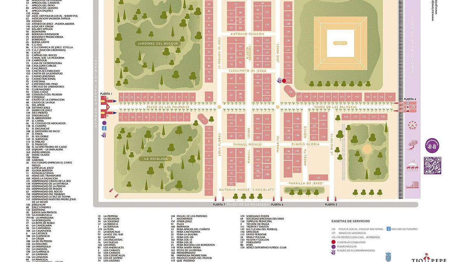 Plano alfabético de las casetas de Feria. Plano alfabético de las casetas de Feria.