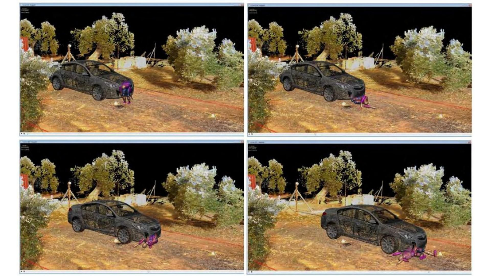 Recreación digital de una de las pruebas efectuadas durante la reconstrucción pericial de los hechos.