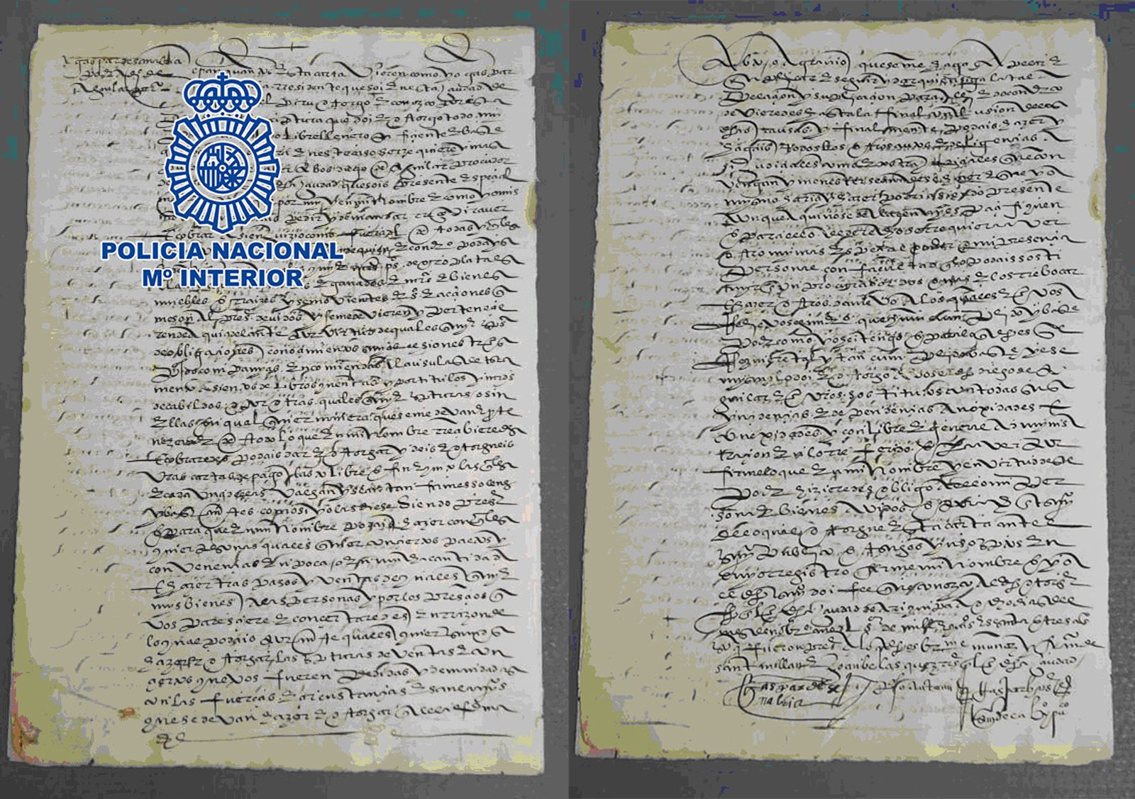 El manuscrito del siglo XVI de Perú recuperado por la Policía Nacional.