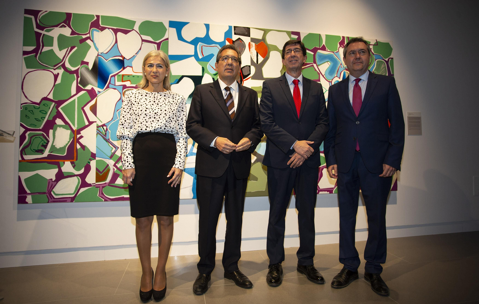 Patricia del Pozo, Antonio Pulido, Juan Marín y Juan Espadas durante la inauguración.