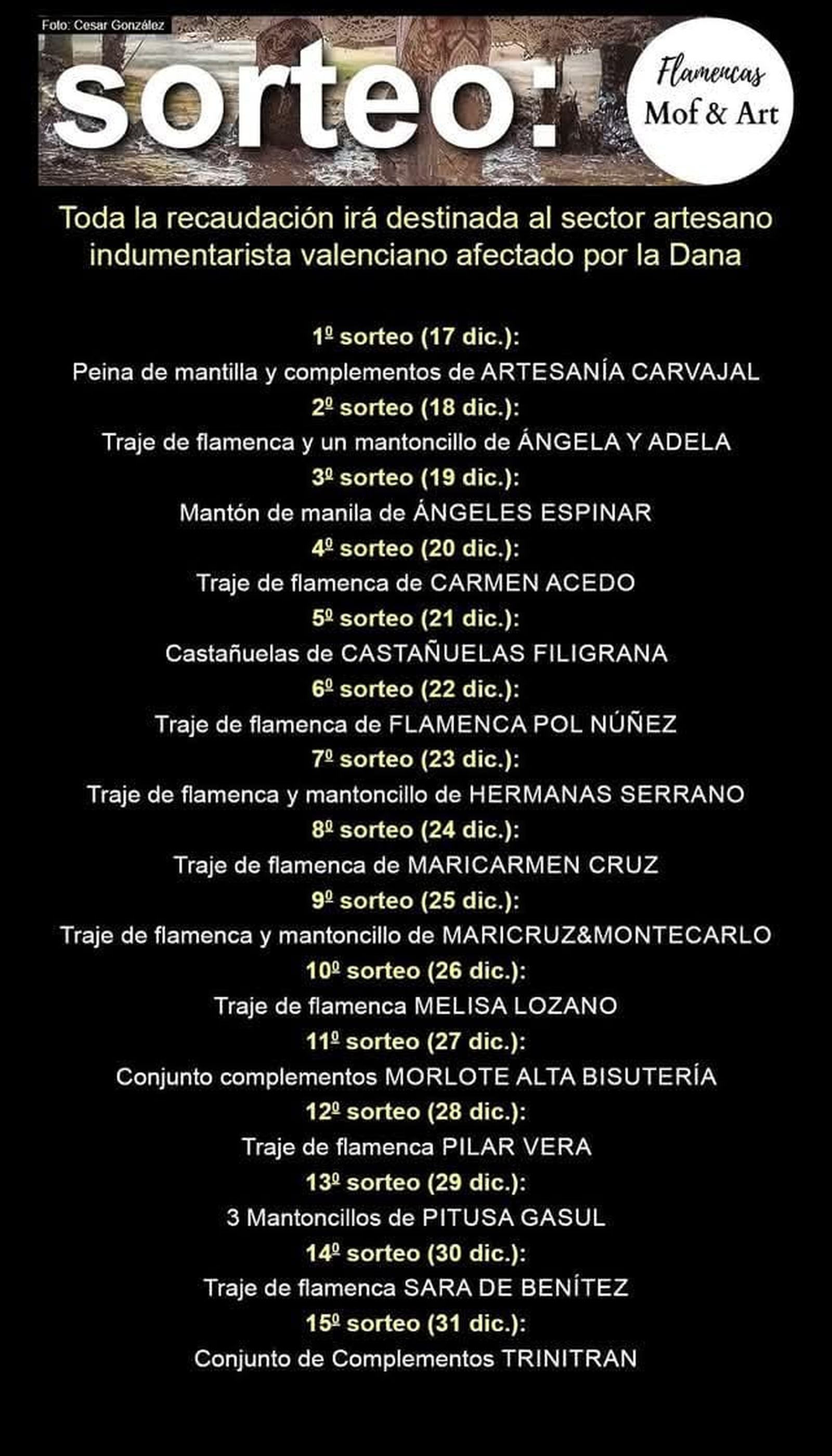 Los premios que puedes ganar en el sorteo de moda flamenca en favor de los afectados por la DANA organizado por MOF&ART.