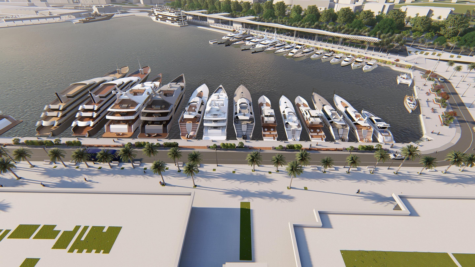 Así será la marina de megayates en los muelles 1 y 2 del puerto de Málaga.