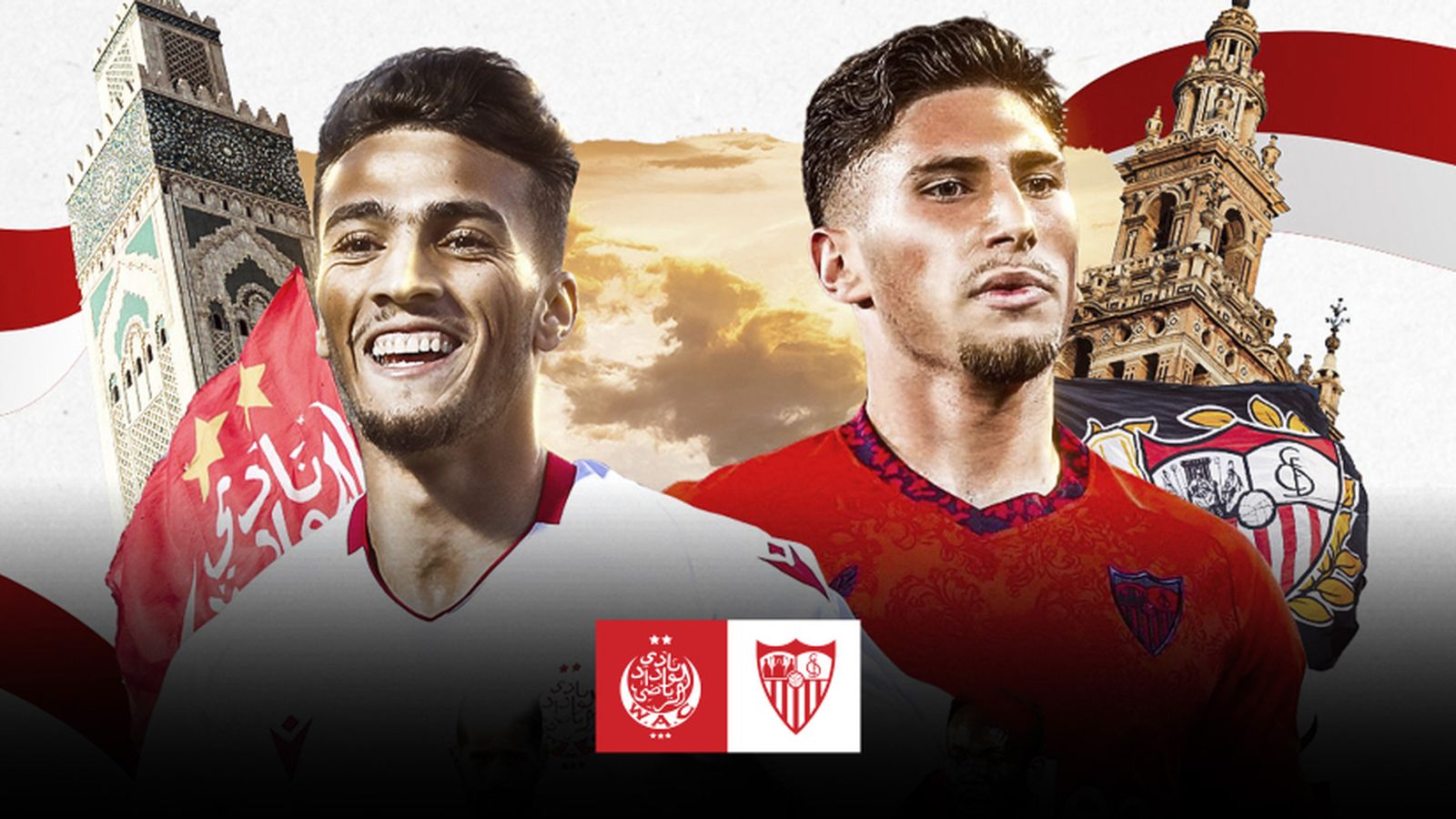 Carátula del amistoso en Casablanca elaborada por el departamento de comunicación del Sevilla.