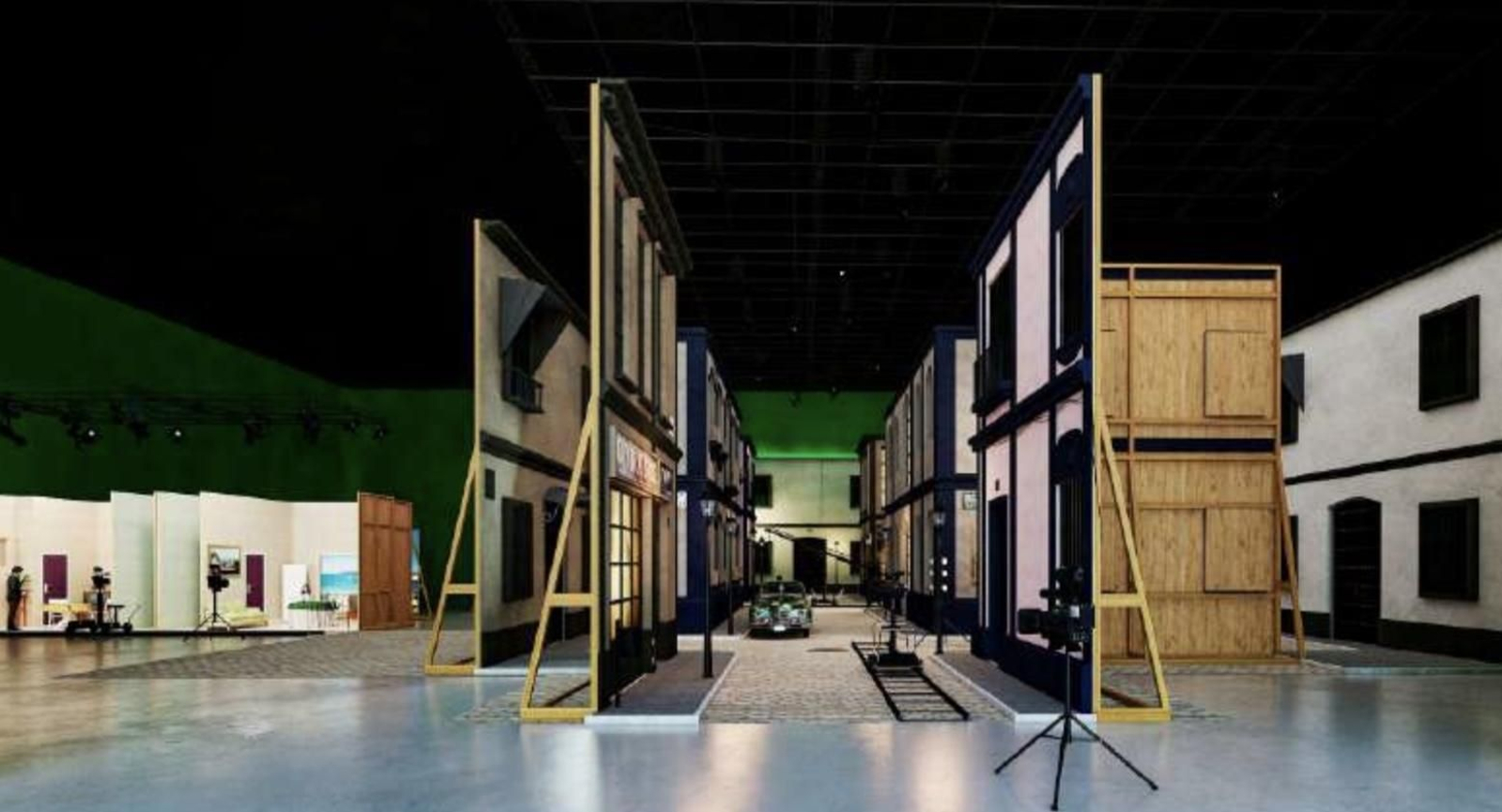 Recreación de un plató dentro del pabellón 1 de Fibes.