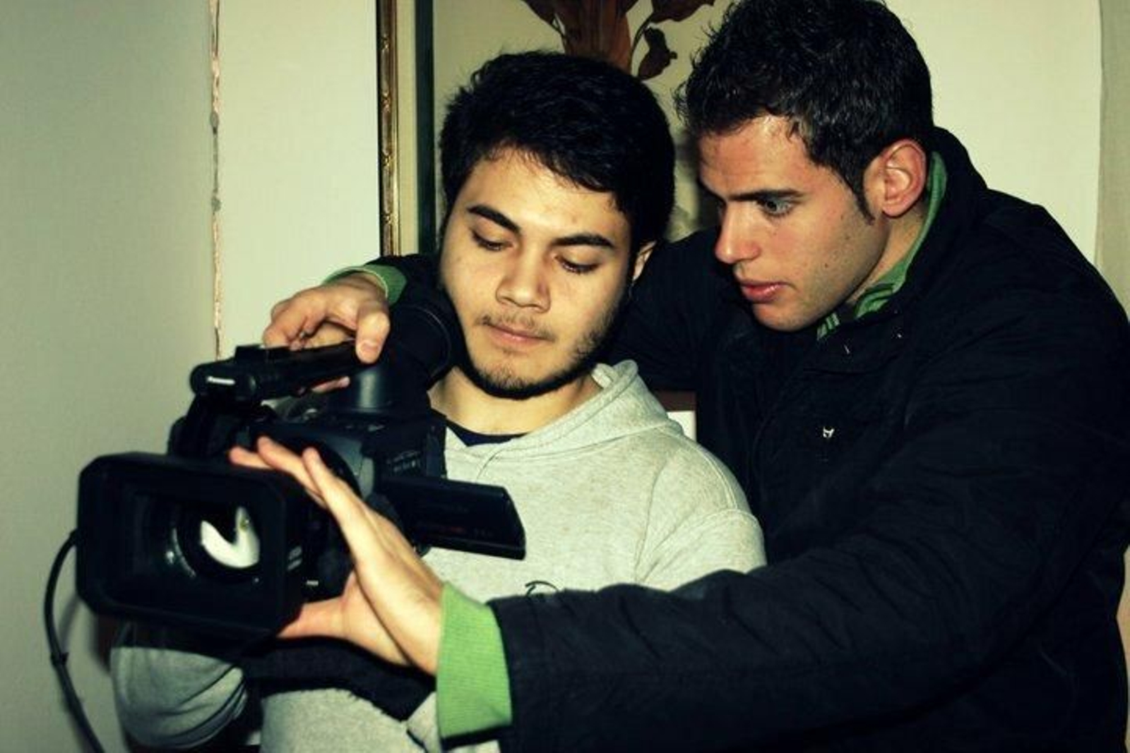 José Simón y Pedro Flores en 2009, durante el rodaje de un cortometraje.