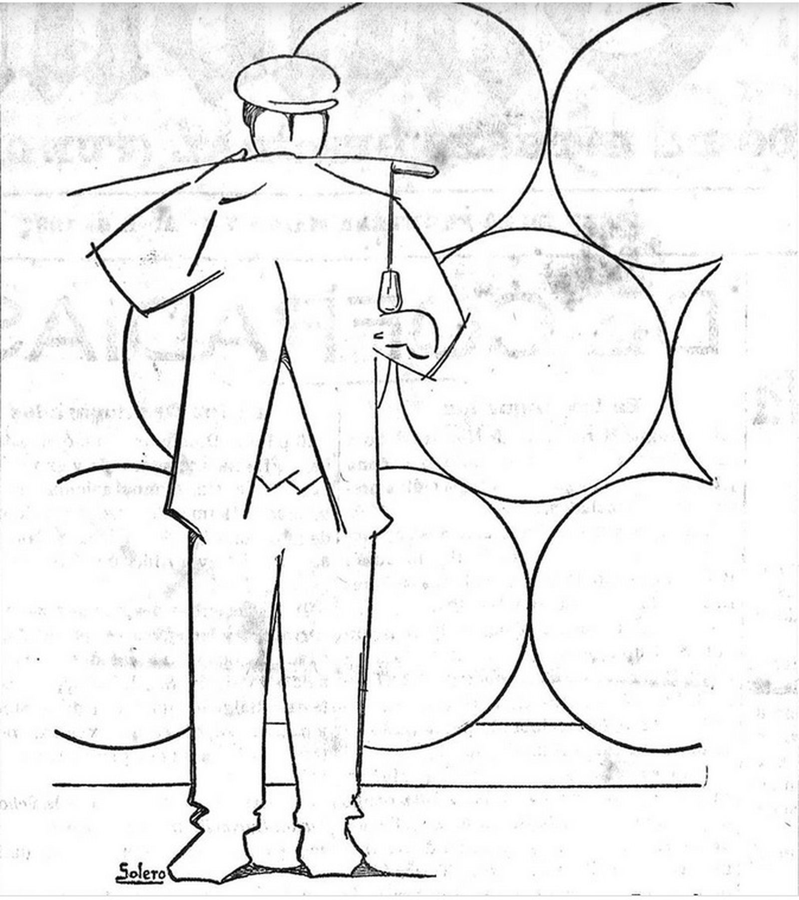 Venenciador, dibujo de Luis Pérez Solero, 1936.