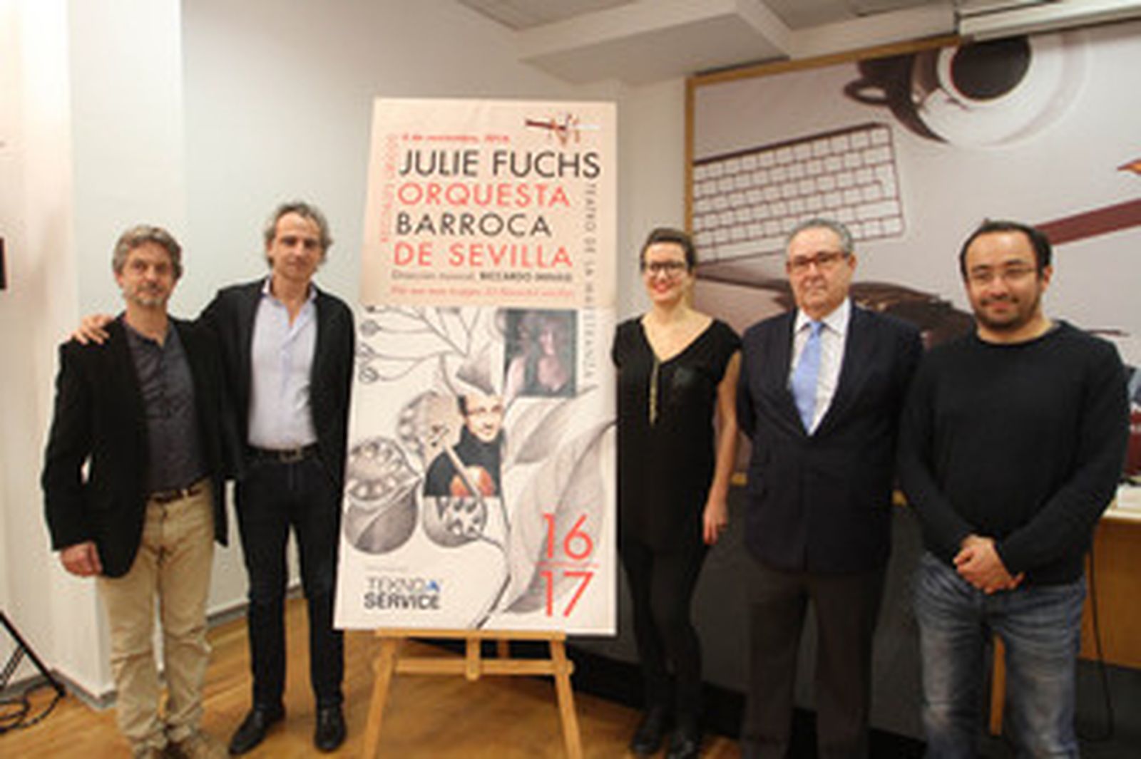 Rico, Halffter, Fuchs, Magdalena y el director del concierto, Riccardo Minasi.