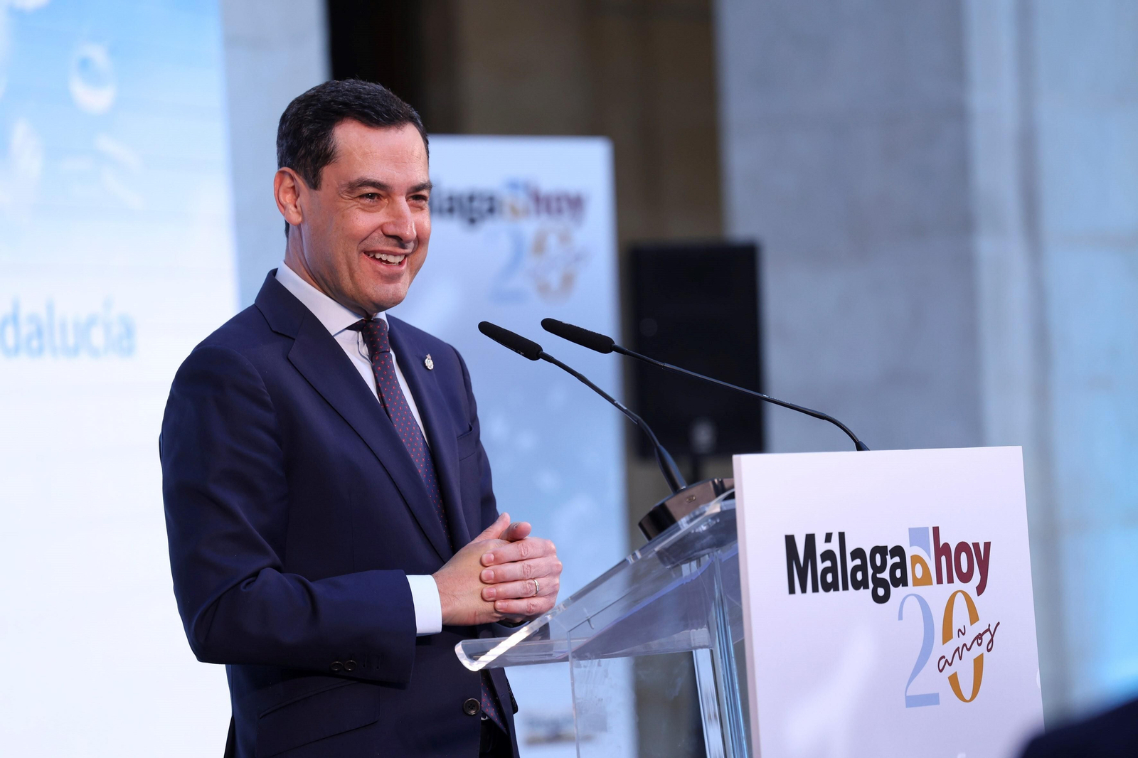 Juan Manuel Moreno, ayer, en la gala por el 20 aniversario de 'Málaga Hoy'.