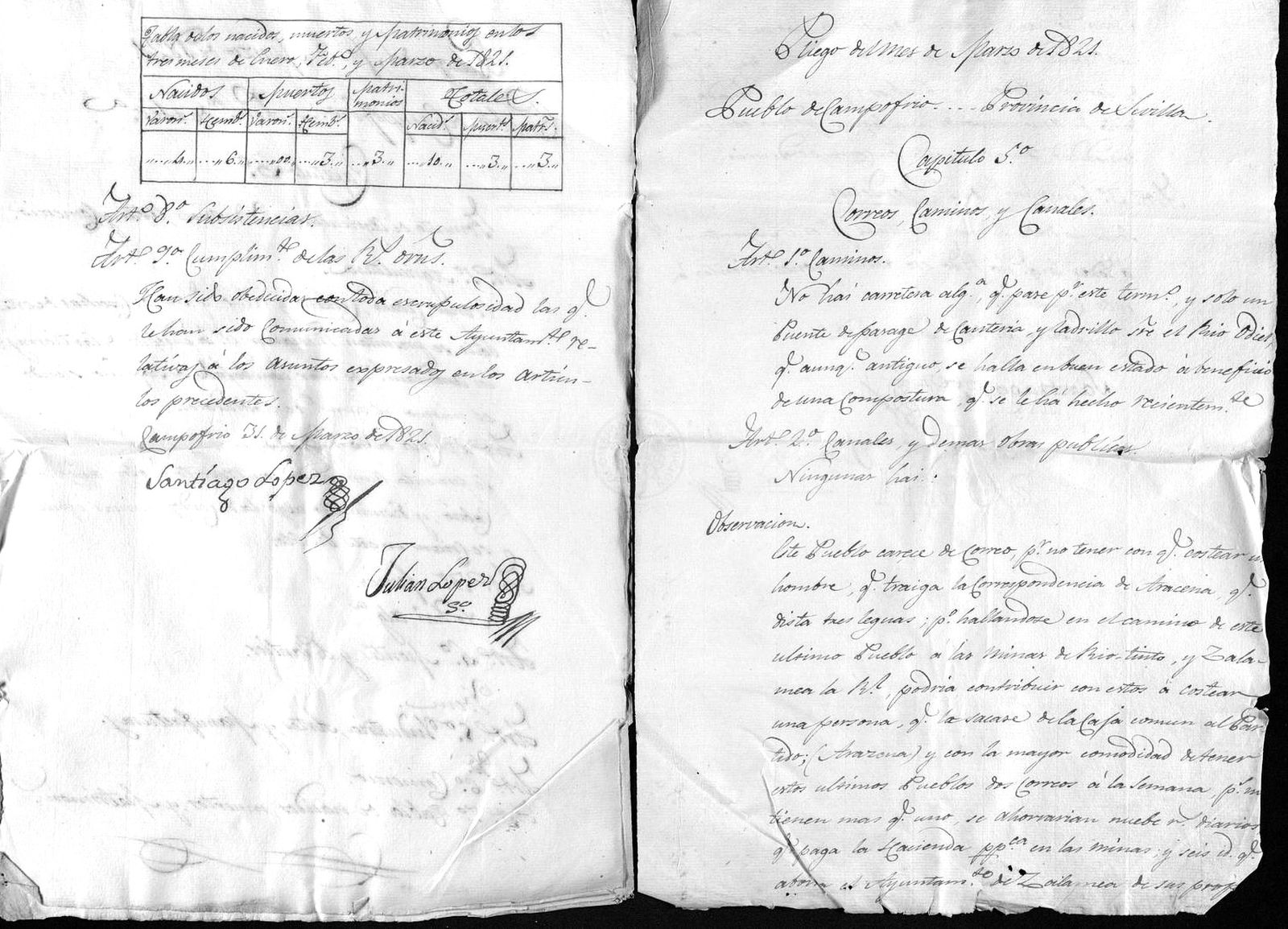 Documento de Campofrío en el siglo XIX.