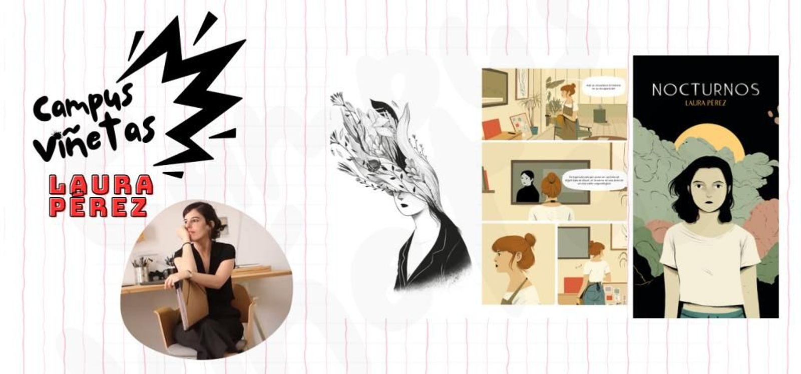 Cartel anunciador de la cita con la dibujante Laura Pérez.