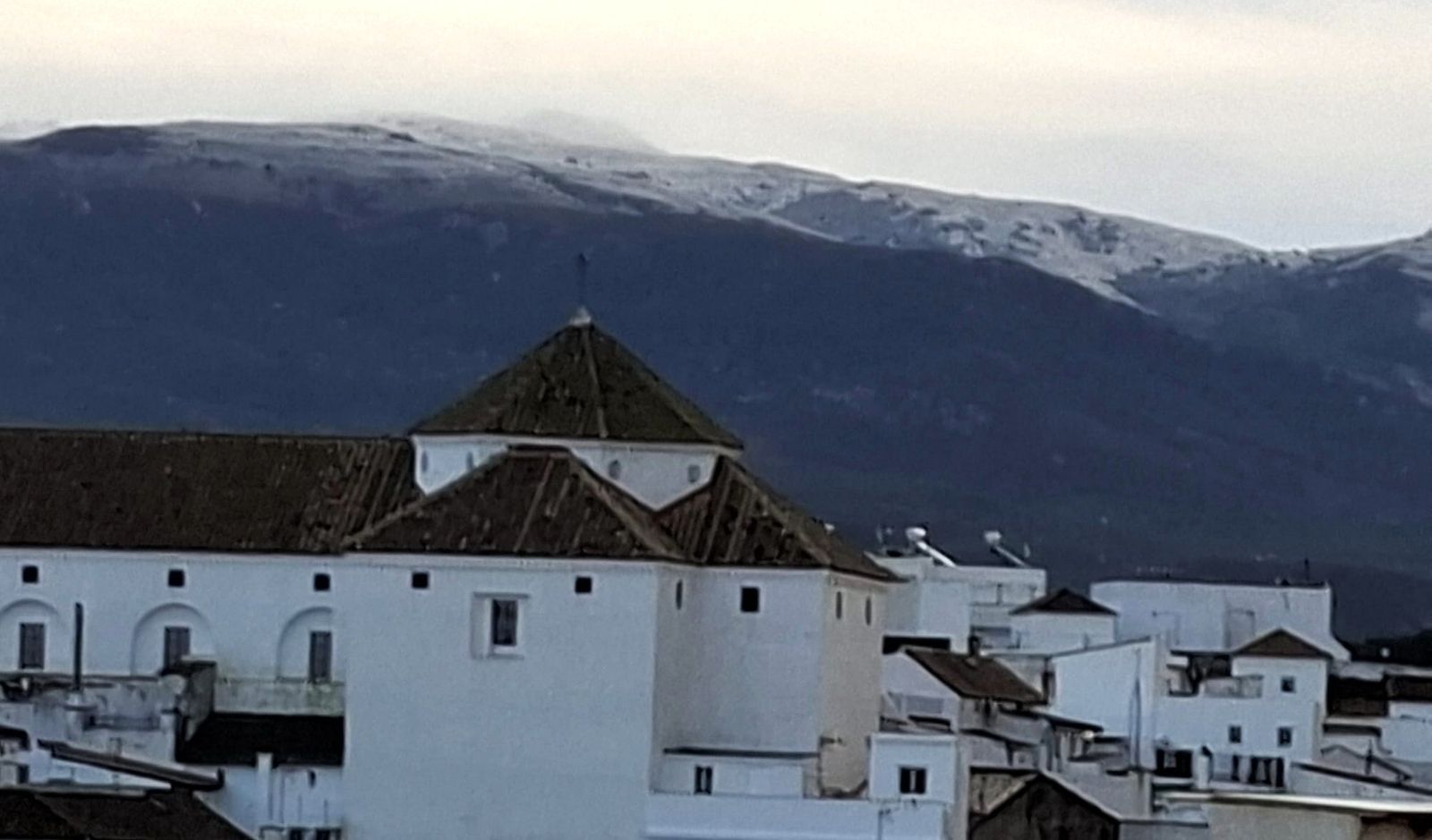 La nieve tiñó de blanco el punto más alto de la Sierra del Aljibe