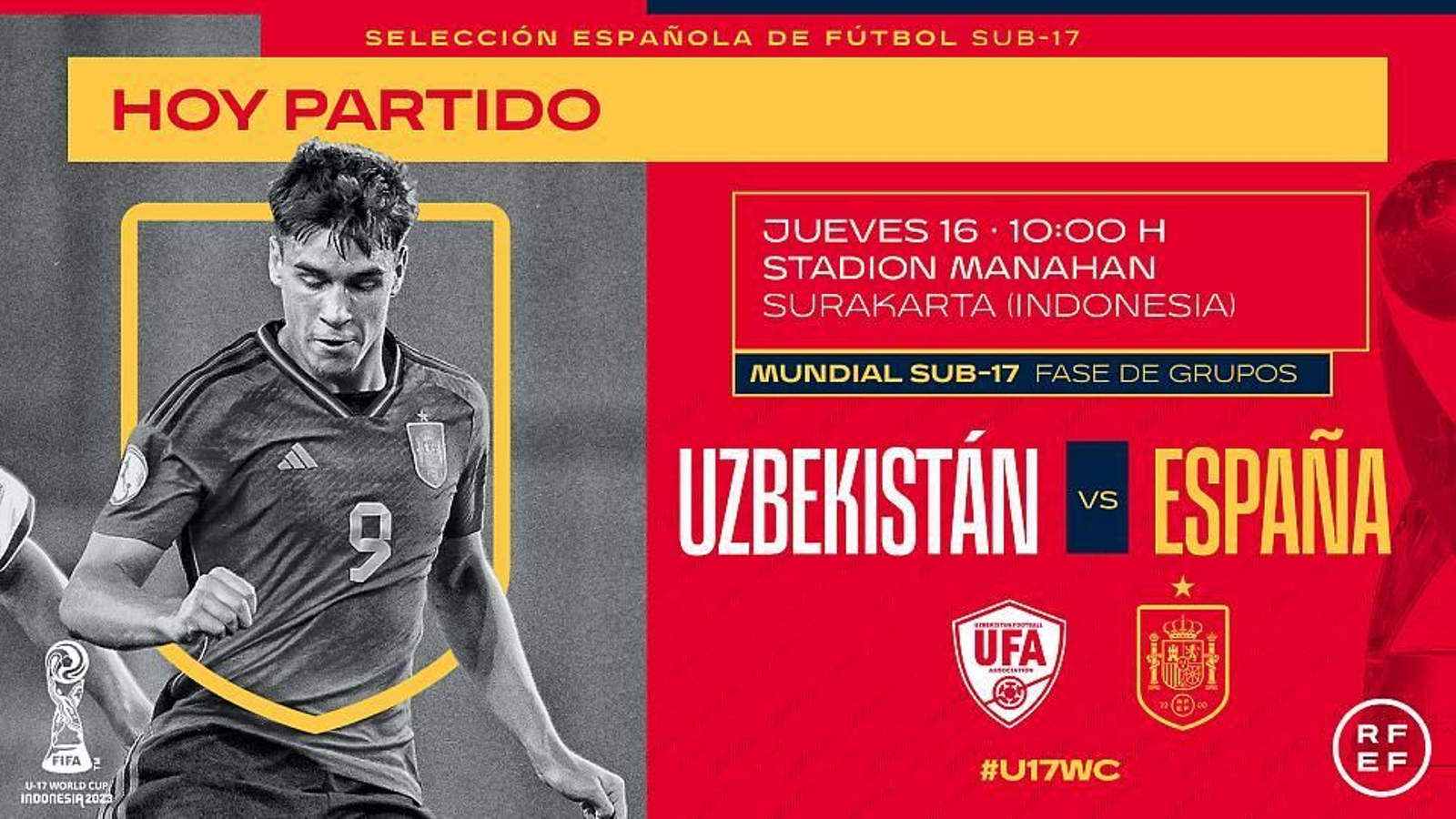 Horario y dónde ver en TV el Uzbekistán - España del Mundial sub 17