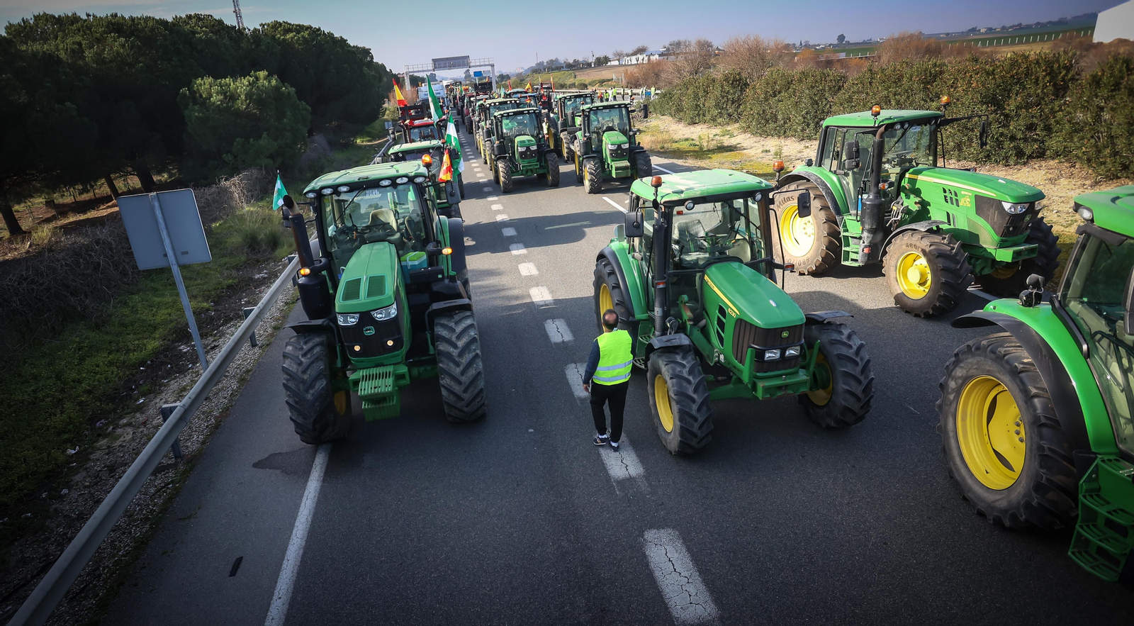Jerez colapsado por la protesta de agricultores vy ganaderoa