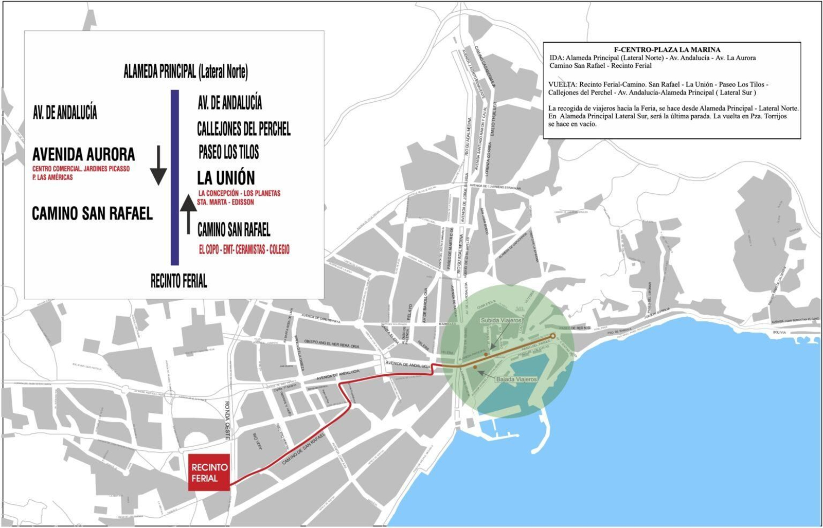 Mapa de la Línea F de autobús