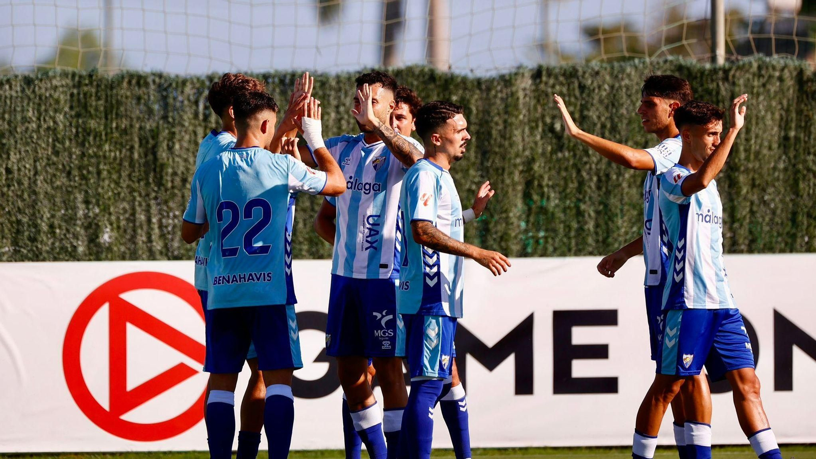 El Málaga CF celebra un gol