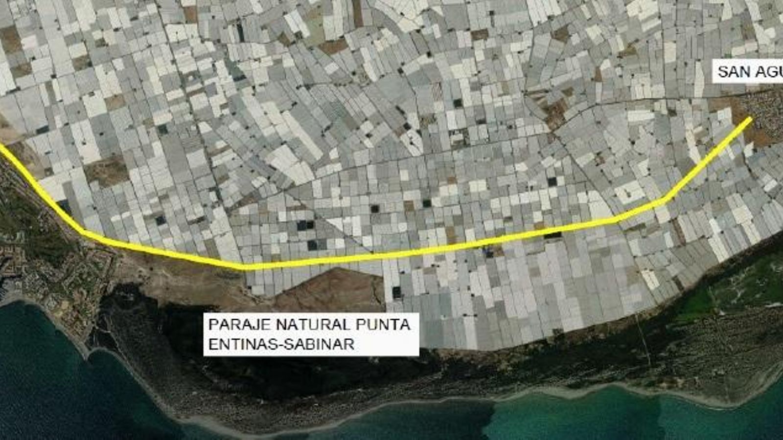 Plano del nuevo carril bici que unirá los núcleos poblacionales de Almerimar y San Agustín.