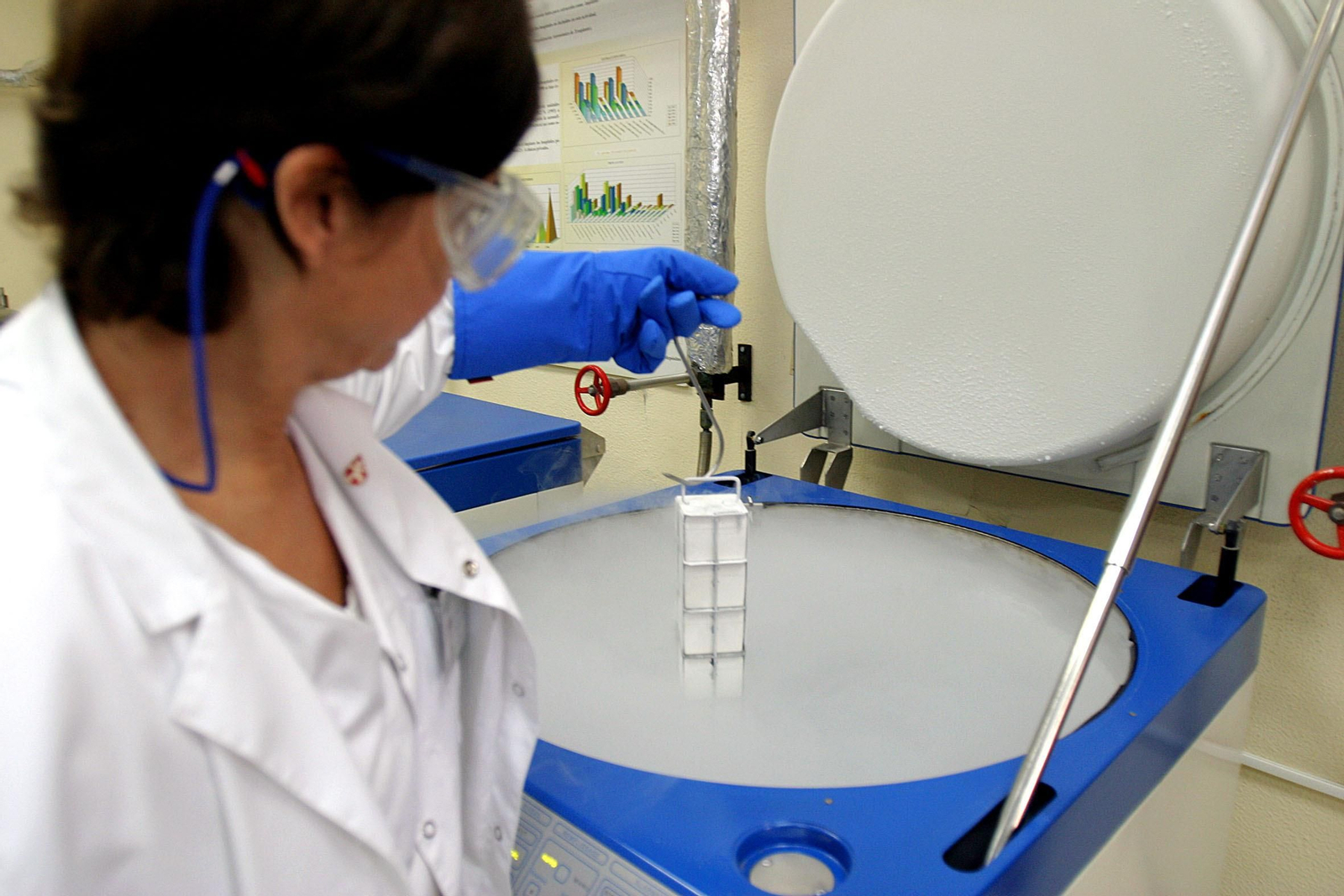 Un banco de semen congelado.