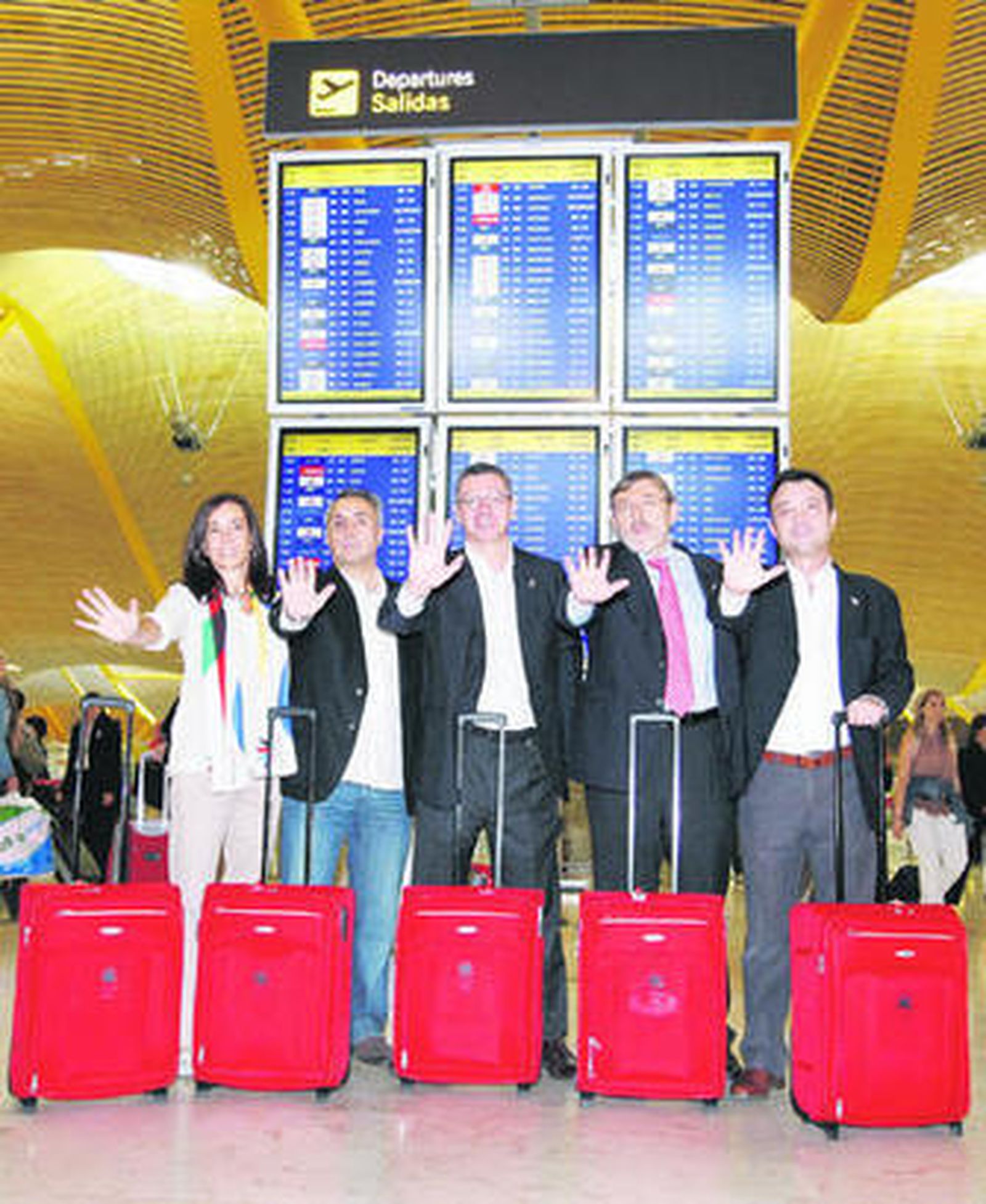 La delegación española, antes de volar a Copenhague.
