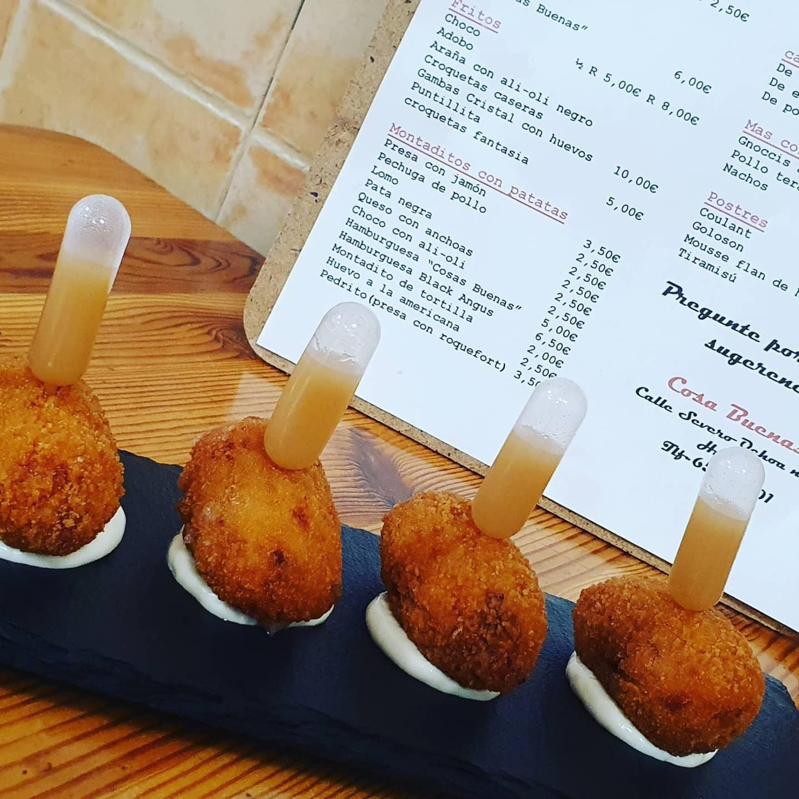 Croquetas de jamón ibérico con reducción de puchero