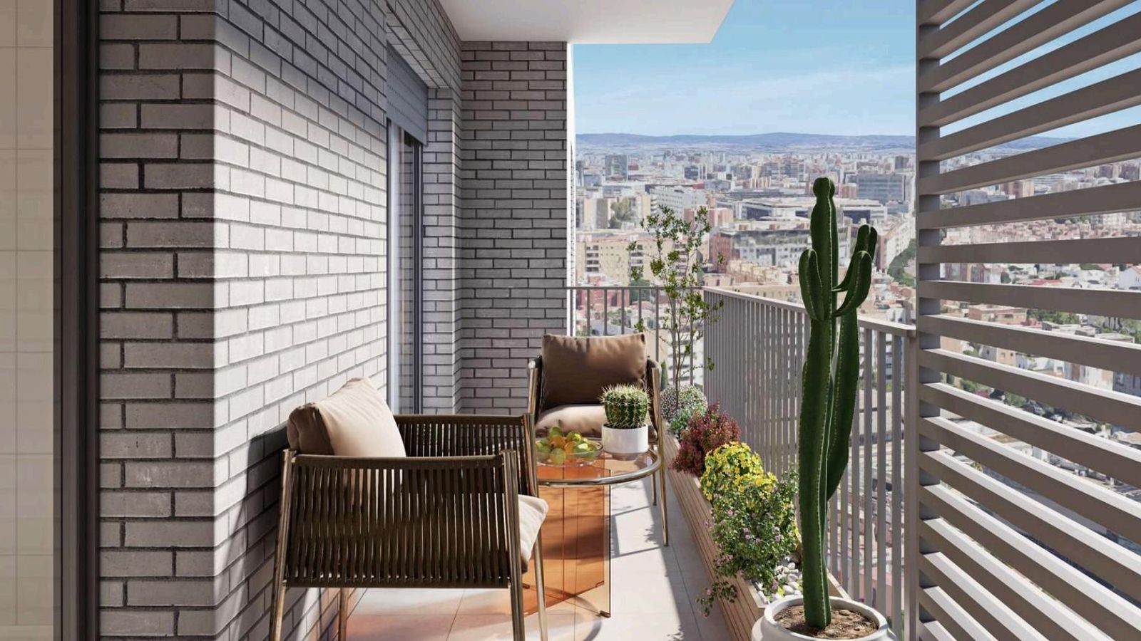 Terraza de una de las viviendas de 'Residencial Jardines del Sol'