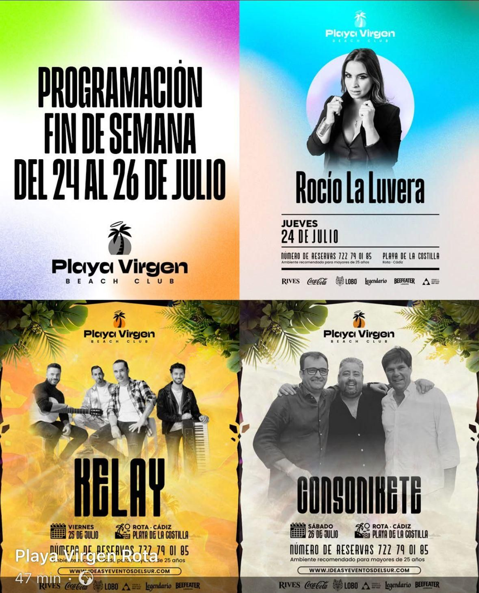 Rocío La Luvera, Kelay y Konsonikete, en chiringuito Playa Virgen de Rota..jpg