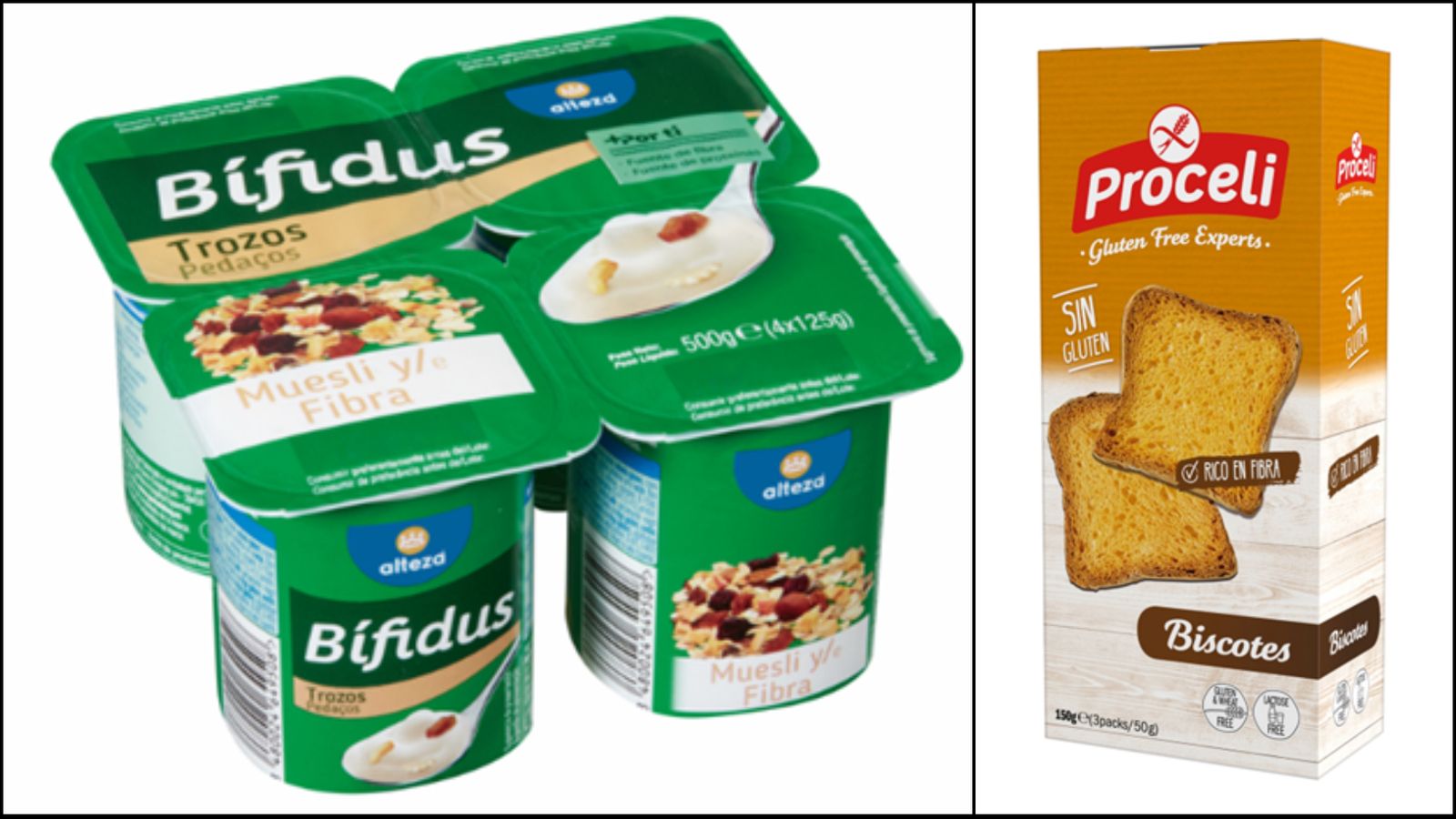 Los dos productos retirados del mercado.