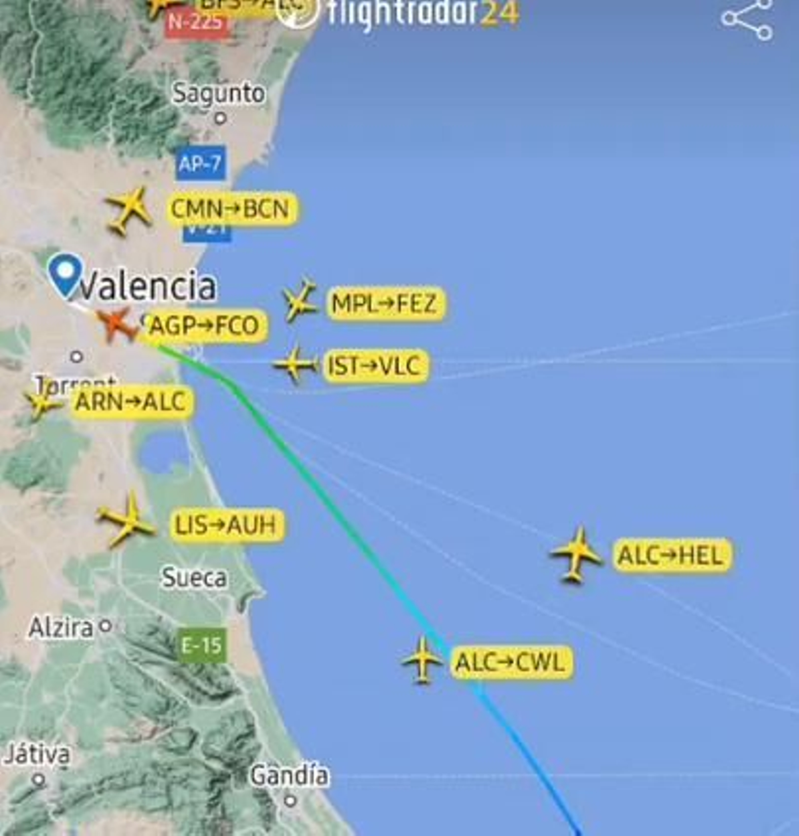 Ruta del vuelo que ha tenido que desviarse