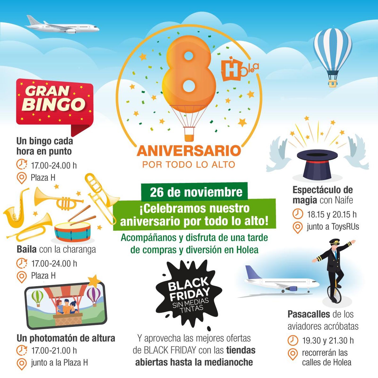 Cartel anunciador del 8 aniversario de Holea.