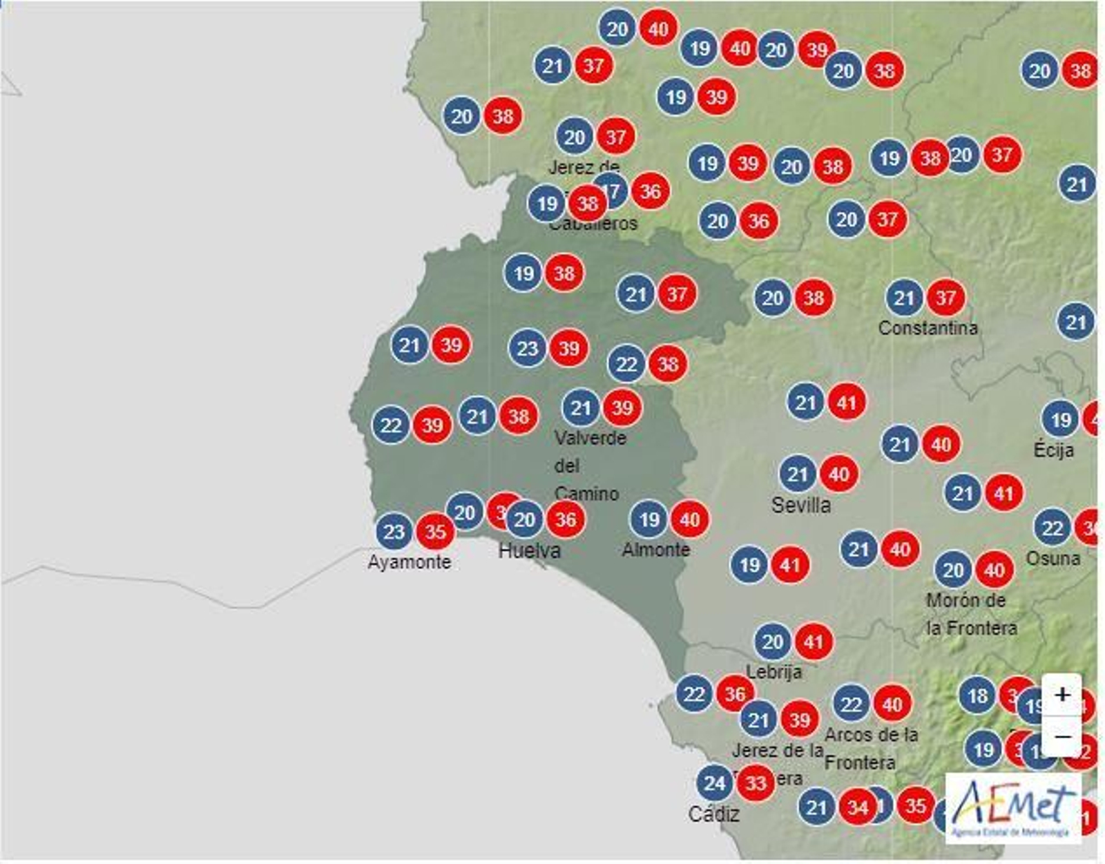 Mapa de la Aemet para este jueves. Mapa de la Aemet para este jueves.