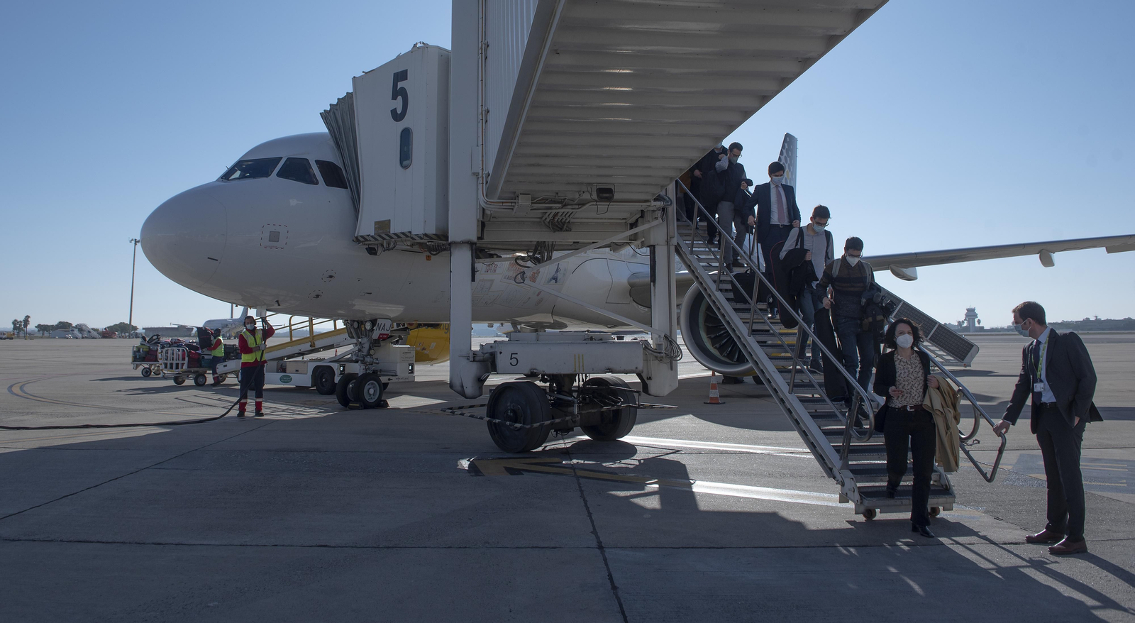 Llegada del primer vuelo verde de Vueling que hará la ruta Barcelona-Sevilla