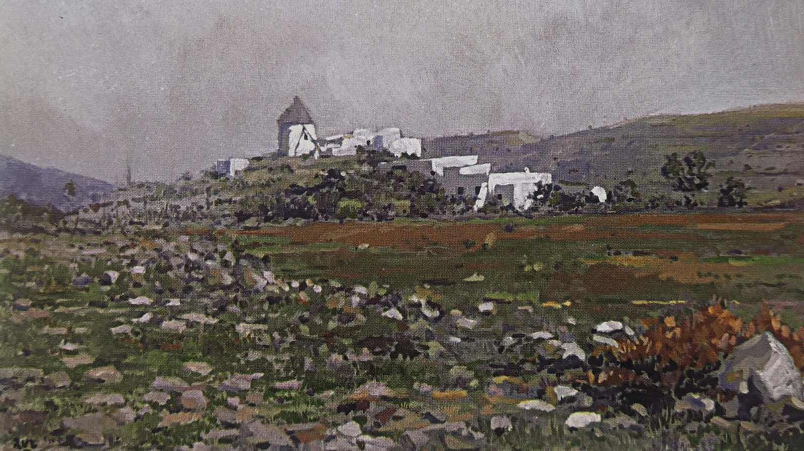 Paisaje con un molino de viento