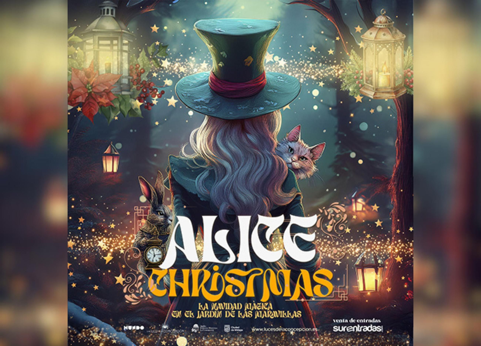 Cartel de 'Alice Christmas', el nuevo espectáculo de luces de Navidad del jardín botánico de la Concepción de Málaga.