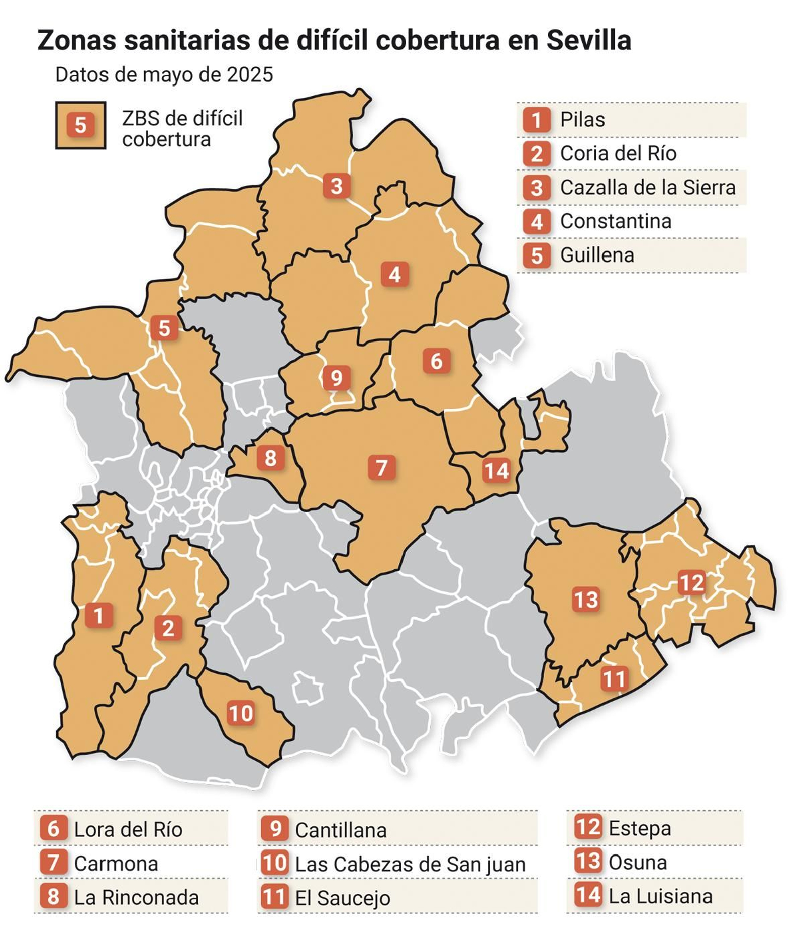 Zonas sanitarias de difícil cobertura en la provincia de Sevilla