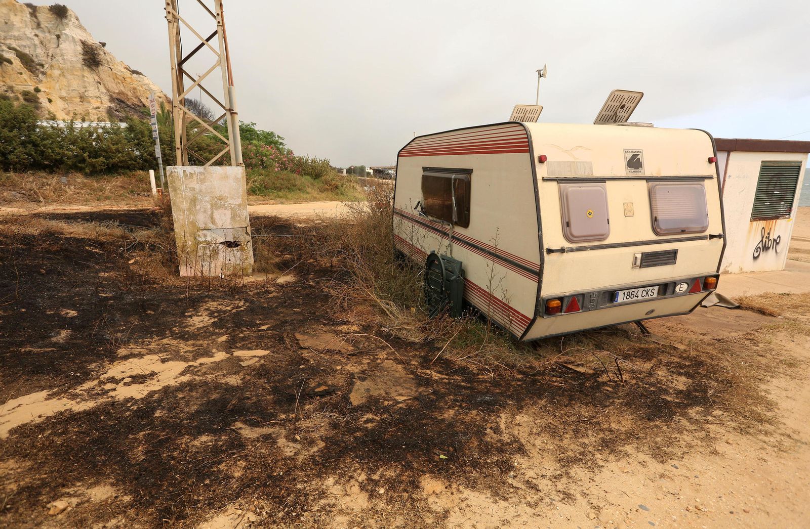 Las consecuencias del incendio en Mazagón